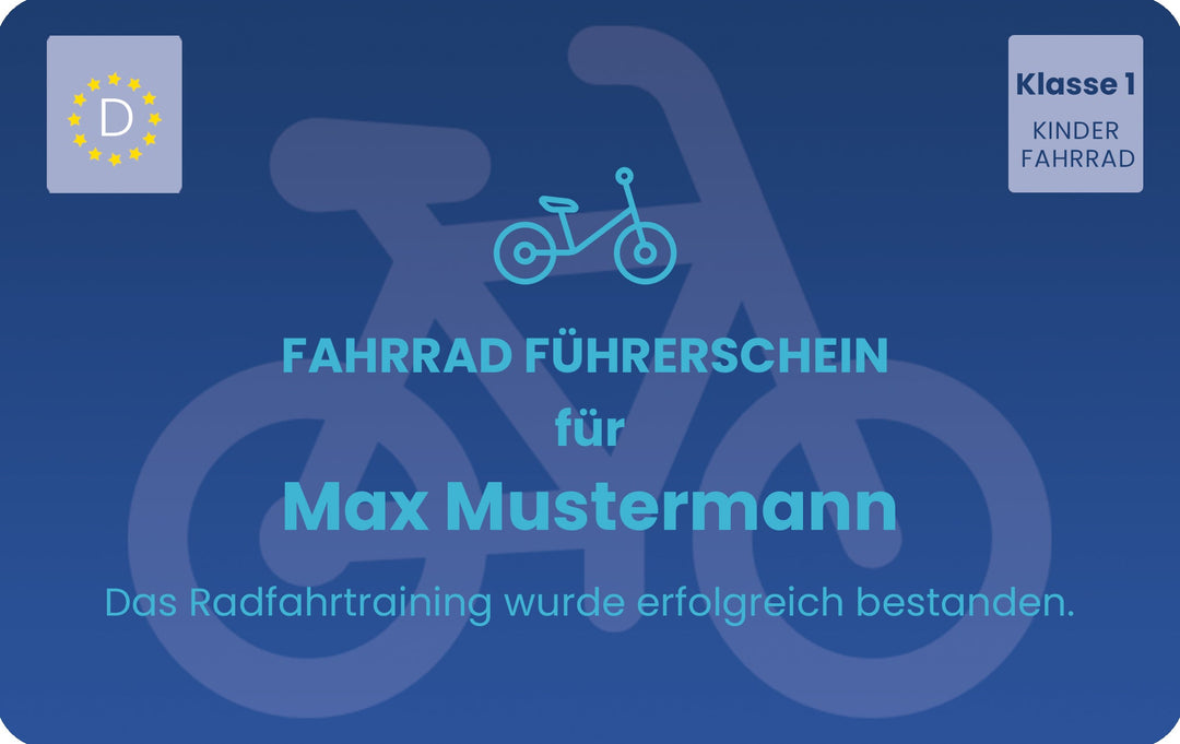 Fahrrad Führerschein Blau - Kartenfabrik